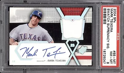 Mark Teixeira Psa 8 2004 Ud Spx #ssmt Swatch Supremacy G/u Jersey Auto 592/999 • $0.99