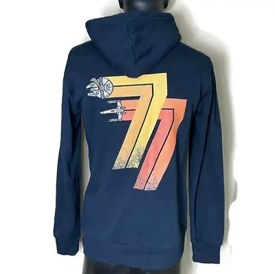Star Wars Hoodie Sweatshirt Full Zip Navy Rebel 77 Millennial Falcon X Wing Sz M • $31.88