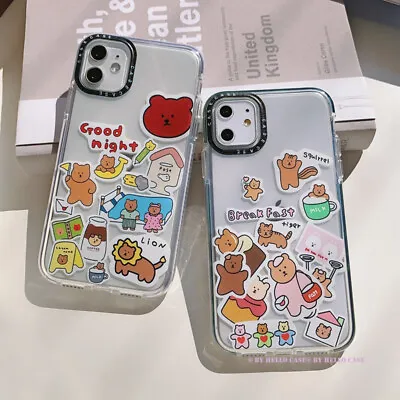 $10.99 • Buy Cute Cartoon Bear Clear Case Cover For IPhone 11 12 Pro Max Xs XR 7 Plus