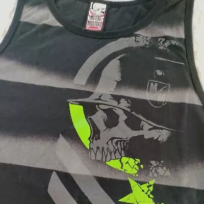 Metal Mulisha Tank Shirt Black Grey Medium Skull Helmet Sleeveless • $19.99