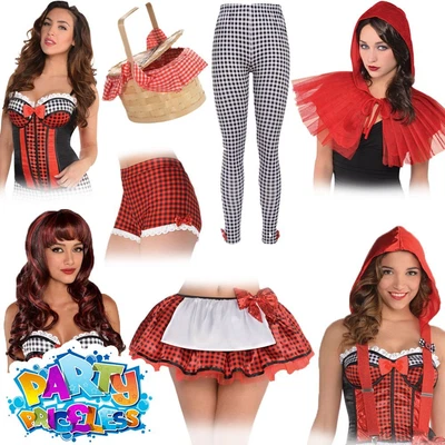 £8.99 • Buy Ladies Red Riding Hood Fancy Dress Corset Tutu Wig Shorts Braces Fairytale 