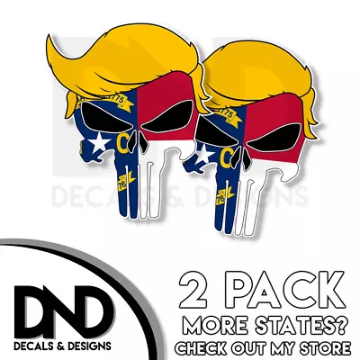 Trump Skull - North Carolina Decal Republican Right Wing Sticker 2 Pack NC • $3.99