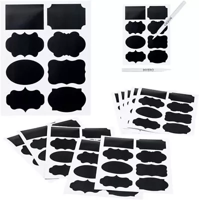 Chalkboard Blackboard Stickers Craft Kitchen Jar Labels Reusable Tags With Pen • £3.99