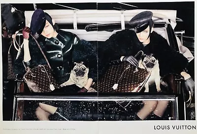 VTG Louis Vuitton PUGS & Monogram Bags AD 2011 Fashion Dogs  2 Pgs ORIGINAL • $10.95