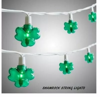$13.99 • Buy St Patrick's Day Shamrock String Lights - 20 Green Shamrocks Indoor / Outdoor