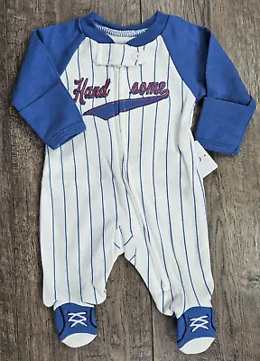 Baby Boy Clothes New Carter's Preemie Handsome Baseball Footed Outfit • $22.99
