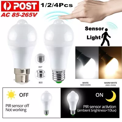 2/4X E27 B22 PIR Auto Sensor Motion LED Light Bulbs 12W Globe Energy Saving Lamp • $13.46