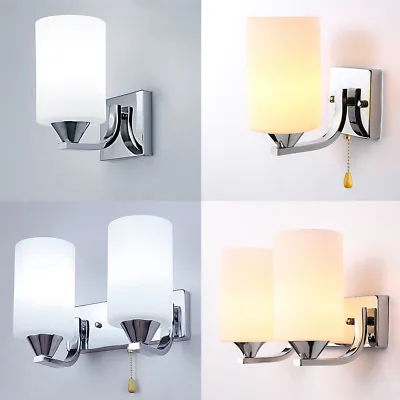 Modern Cylinder Glass Wall Light Sconce Lighting Lamp Fixture Bedroom Home Decor • $17.58