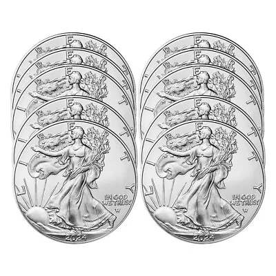 Lot Of 10 - 2024 $1 American Silver Eagle 1 Oz BU • $336.52