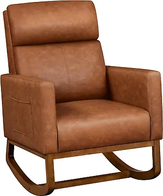 Leather Glider Chair Modern Rocking Chair Nursery Faux Leather Glider Chair Wi • $272.99