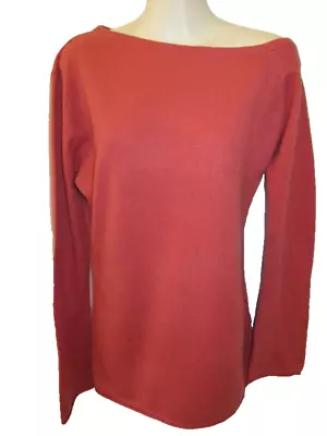 100% Cashmere Offset Neck Dark Coral Sweater L May Fit M • $19.95