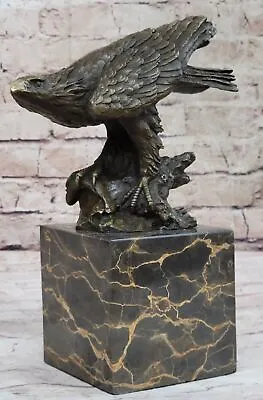 Bronze Eagle Landing Signed Bronze Sculpture With Marble Base Miguel Lopez Art • $154.50