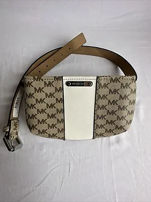 MICHAEL KORS Waist Belt Bag Fanny Pack Beige/White Signature Logo Size: S/M New • $37