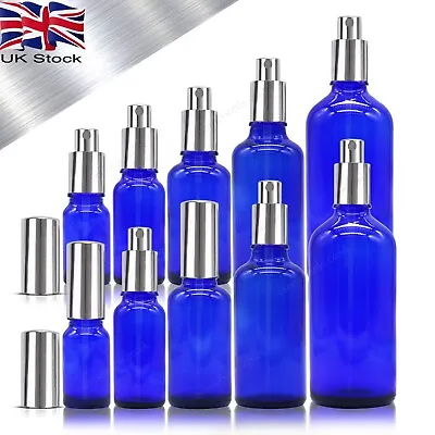 Blue Glass Bottle With Silver Aluminium Mist Spray Atomiser Pump Wholesale Bulk • £219.80