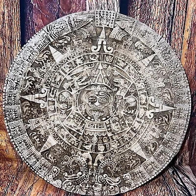 Aztec Mayan Sun Stone Solar Calendar Wall Art Plaque 9” Collector Decor Ancient • $27.42