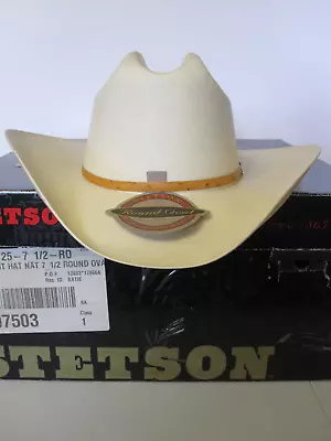 VTG Stetson Wichita A 81 Natural Ostrich Band 500X Straw Cowboy Hat 7-1/2 W • $112.50