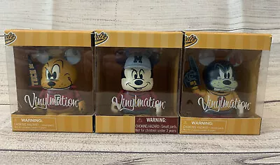 3 Disney Vinylmation Mascots Set RARE - 3” Mickey Goofy Pluto LE • $25