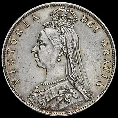 £75 • Buy 1887 Queen Victoria Jubilee Head Silver Half Crown, G/EF #2