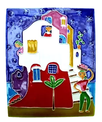 Mediterranean House Art Tile Beautiful Wall Decor Ceramic Art Handmade In Italy • $45