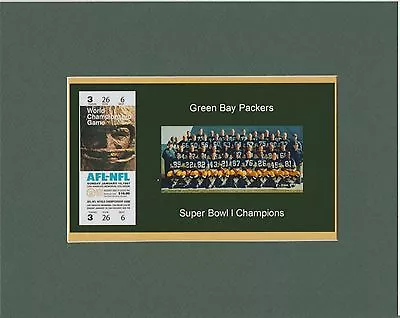 Green Bay Packers  Matted Single Photo Of Super Bowl 1 Game Ticket @ Team   • $10.95