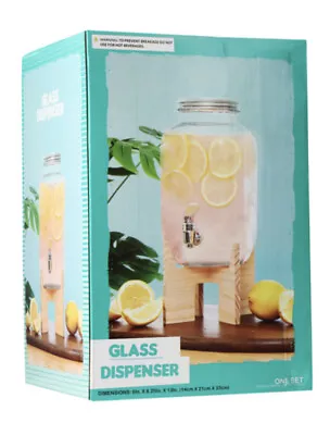 🔥Glass Drink Dispenser 1 Gallon Mason Jar Cold Beverage Dispenser + Stand NIB🔥 • $9.99