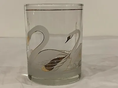 Vintage Culver Frosted And Gold Trimmed Swans Double Old Fashioned Glass • $12.99