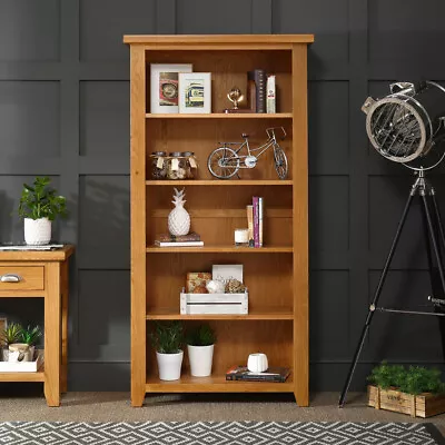 Cheshire Oak Large Tall Bookcase 4 Adjustable Shelves Living Room Furniture AD34 • £419