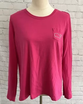 Vineyard Vines Pink Women's Long Sleeve Whale Pocket T-Shirt XL • $14.99