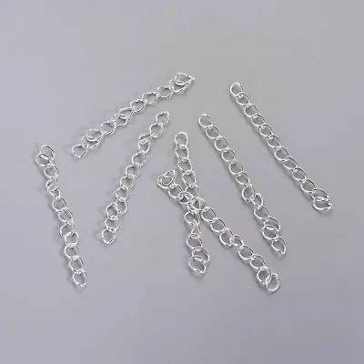 100 Silver Plated Necklace Bracelet Extender Extension Chain 50mm X 3.5mm • £2.80