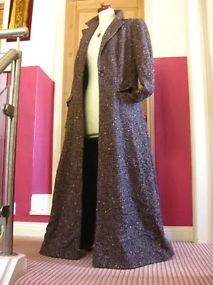 £199.99 • Buy PER UNA Long Wool Coat 14 12 M&S Tweed Victorian Riding Fit Flare Italian Fabric