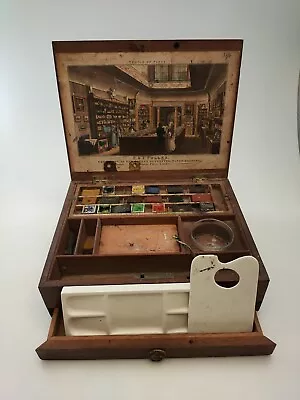 Antique Mahogany Artists Paint Box With Contents S&I Fuller Water Colours  • $68.20