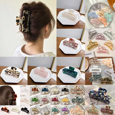 $4.17 • Buy Large Geometric Square Leopard Acetate Hair Claw Clip For Women Hair Accessories