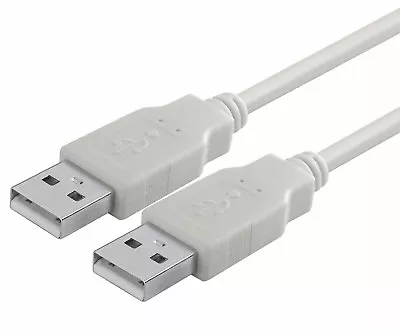 $6.56 • Buy 2m,usb 2.0 Hi Speed A Male To Plug Cable, Am-am White Hub/ Extension Lead