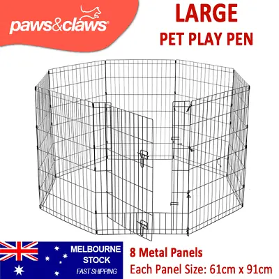 Large Pet Play Pen Metal Cage Rabbit Puppy Indoor Outdoor Playground Fences Pane • $94.97