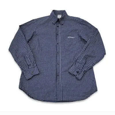 Vintage 90's Moschino Jeans Navy Blue Check Longsleeve Button Down Shirt Size M • $145