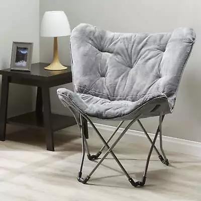 Folding Faux Fur Butterfly Chair Gray • $29.72