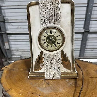 Lanshire Art Deco Porcelain LeMieux Mantle Clock Starburst Dial 22K Gold Trim • $0.99