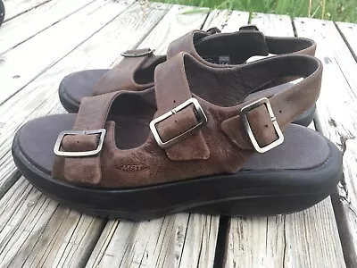 MBT Salama Choc Brown Leather Toning Fitness Comfort Sandals Size 9 Women’s • $65