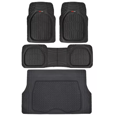 $79.99 • Buy All Weather Floor Mats & Cargo 4pc Set - Black Tough Rubber MOTORTREND Deep Dish