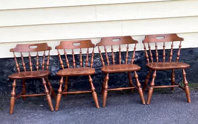 Set Of 4 TEMPLE STUART ROCKPORT Early American Solid Maple Dining Chairs - Rare! • $399.99