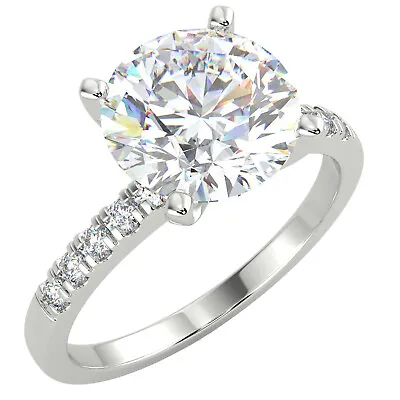 2 3 Ct Round Cut VS1 F Solitaire Pave Diamond Engagement Ring 14K White Gold • $1