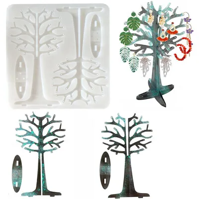 £8.39 • Buy Tree Silicone Jewelry Display Rack Resin Casting Mold Earring Holder Epoxy Mould