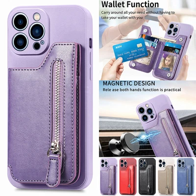 $14.98 • Buy For OPPO Reno8 A78 A16 A17 A54 A91 Flip Card Wallet Zipper Purse Back Case Cover