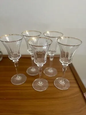 5 MIKASA Jamestown Gold Trim Iced Water Wine Goblets Austria • $39.99