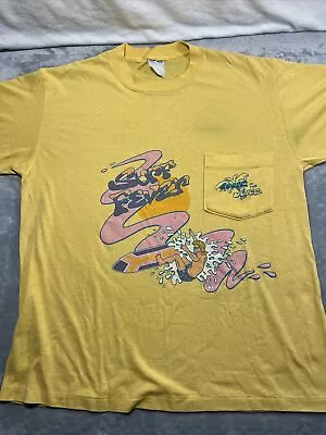 Vintage Made In The USA Yellow Pocket Shirt Large Surf Fever Loose In The Juice  • $16.50