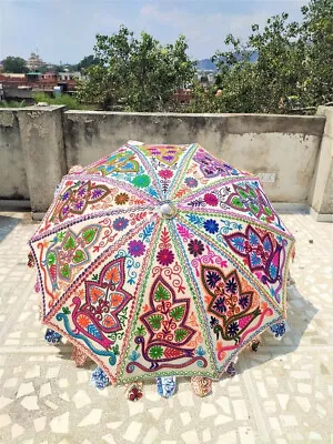 Indian Embroidery Larg Size Garden Umbrella Bohemian Parasol Patio Outdoor  • $144.91