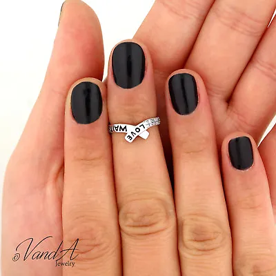 Sterling Silver 925 Love Knuckle Ring Above Band CZ Ring Promise Midi Ring T34 • $16.99