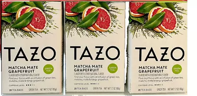 Tazo Match Mate Grapefruit 20 Tea Bags -Lot/3 Boxes =60 Bags Discontinued Last 3 • £38.92