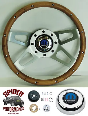 1968 1969 CHARGER DART Steering Wheel MOPAR 13 1/2  WALNUT 4 SPOKE  • $209.95