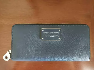 USED Wallet  Marc By Marc Jacobs Dark Blue Unisex 100% Cow Leather Perfect Condi • $110